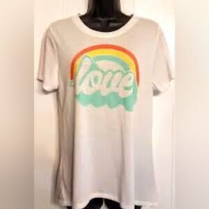 NWOT Jerry Leigh Unisex Short Sleeve Graphic Tee Short “LOVE Rainbow” - Size M